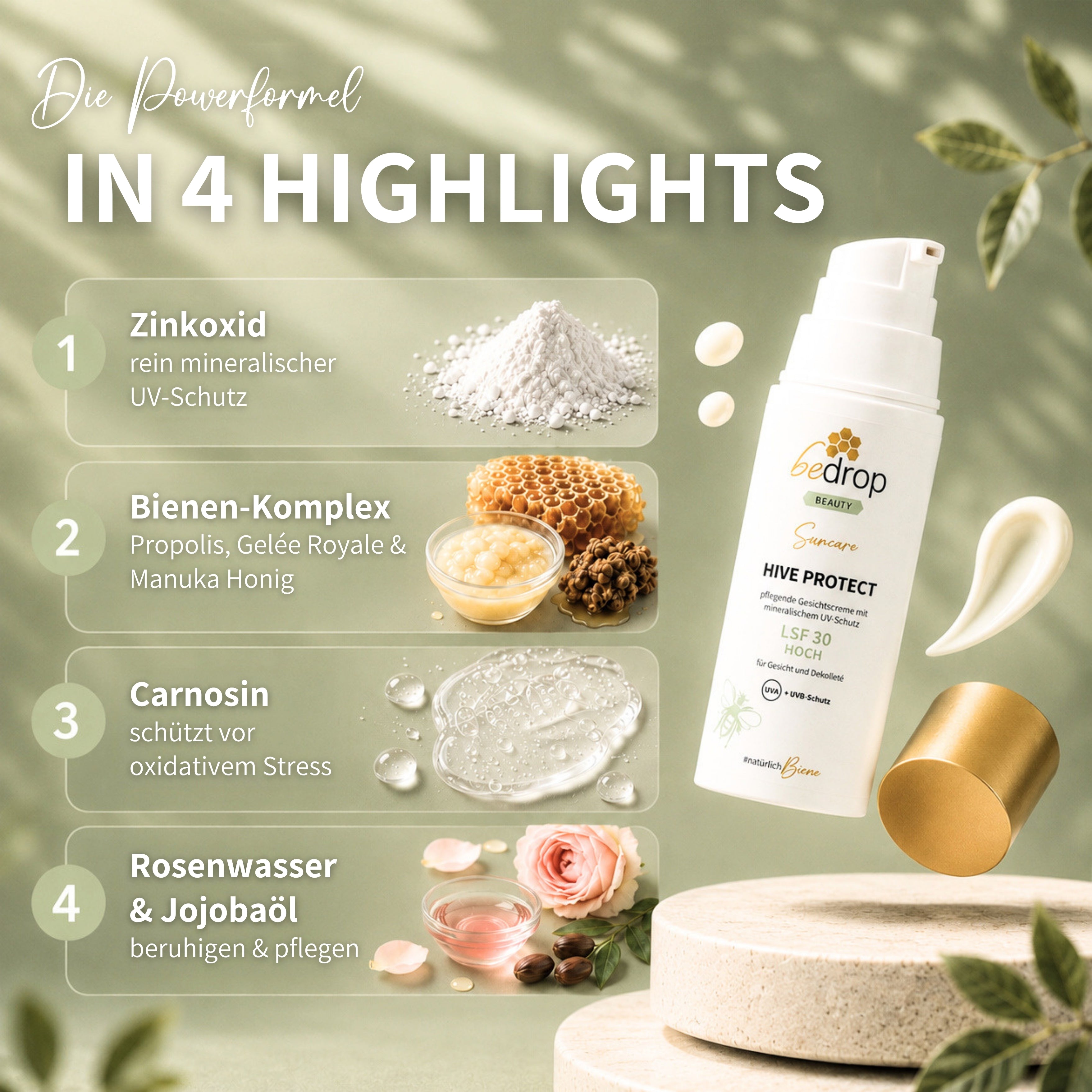 HIVE PROTECT SPF 30 - Crema solare per viso e décolleté con protezione minerale dai raggi UVA e UVB - 50 ml