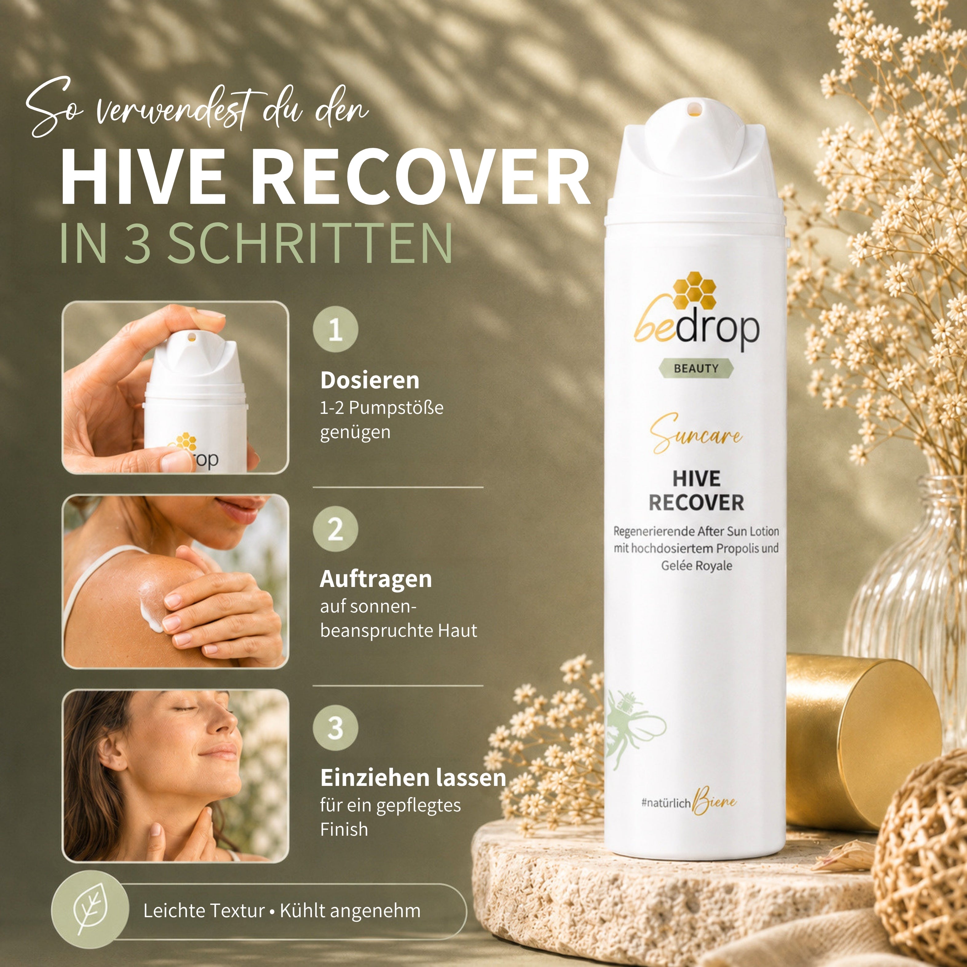 HIVE RECOVER - lozione doposole rigenerante con pappa reale e propoli ad alto dosaggio - 200ml