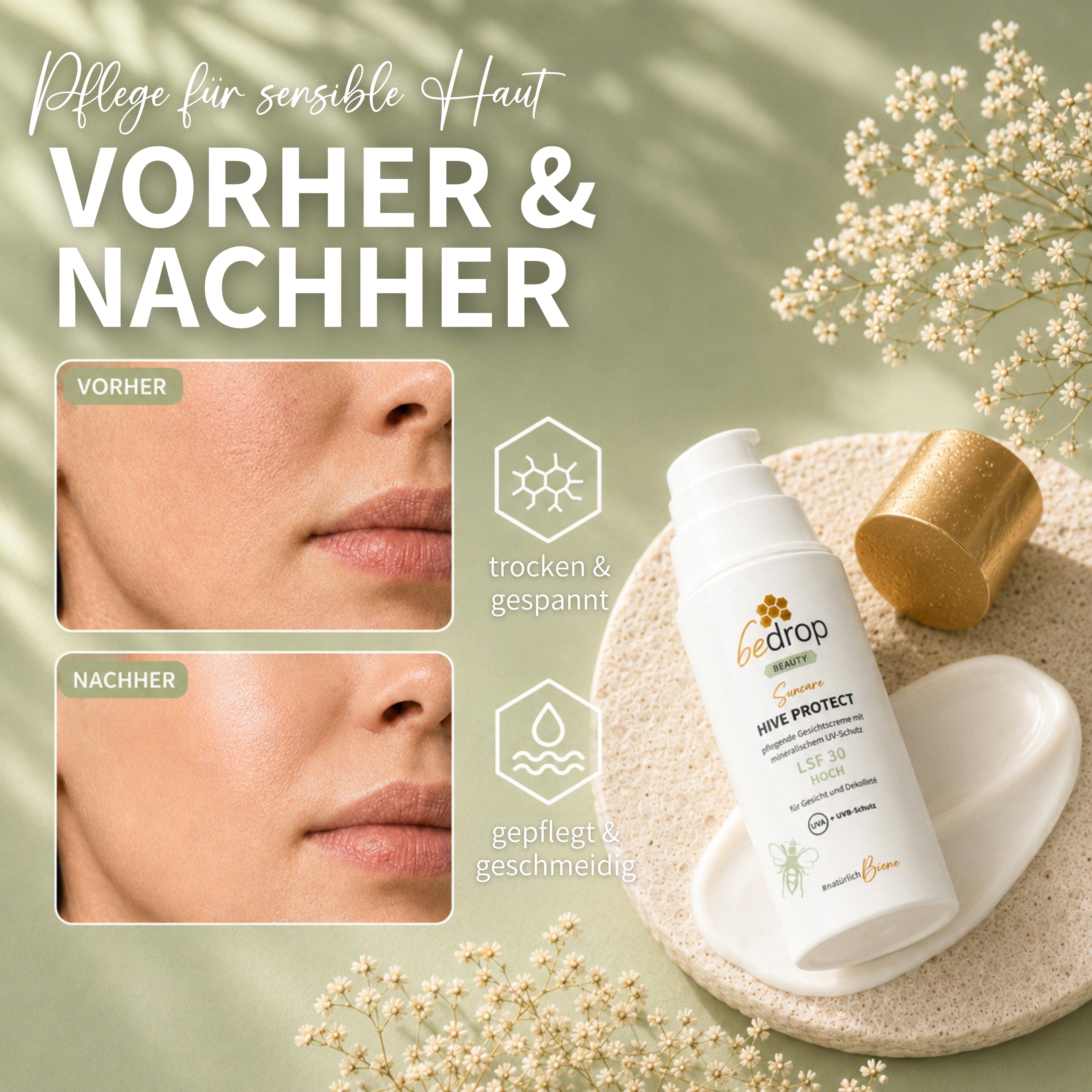 HIVE PROTECT SPF 30 - Crema solare per viso e décolleté con protezione minerale dai raggi UVA e UVB - 50 ml