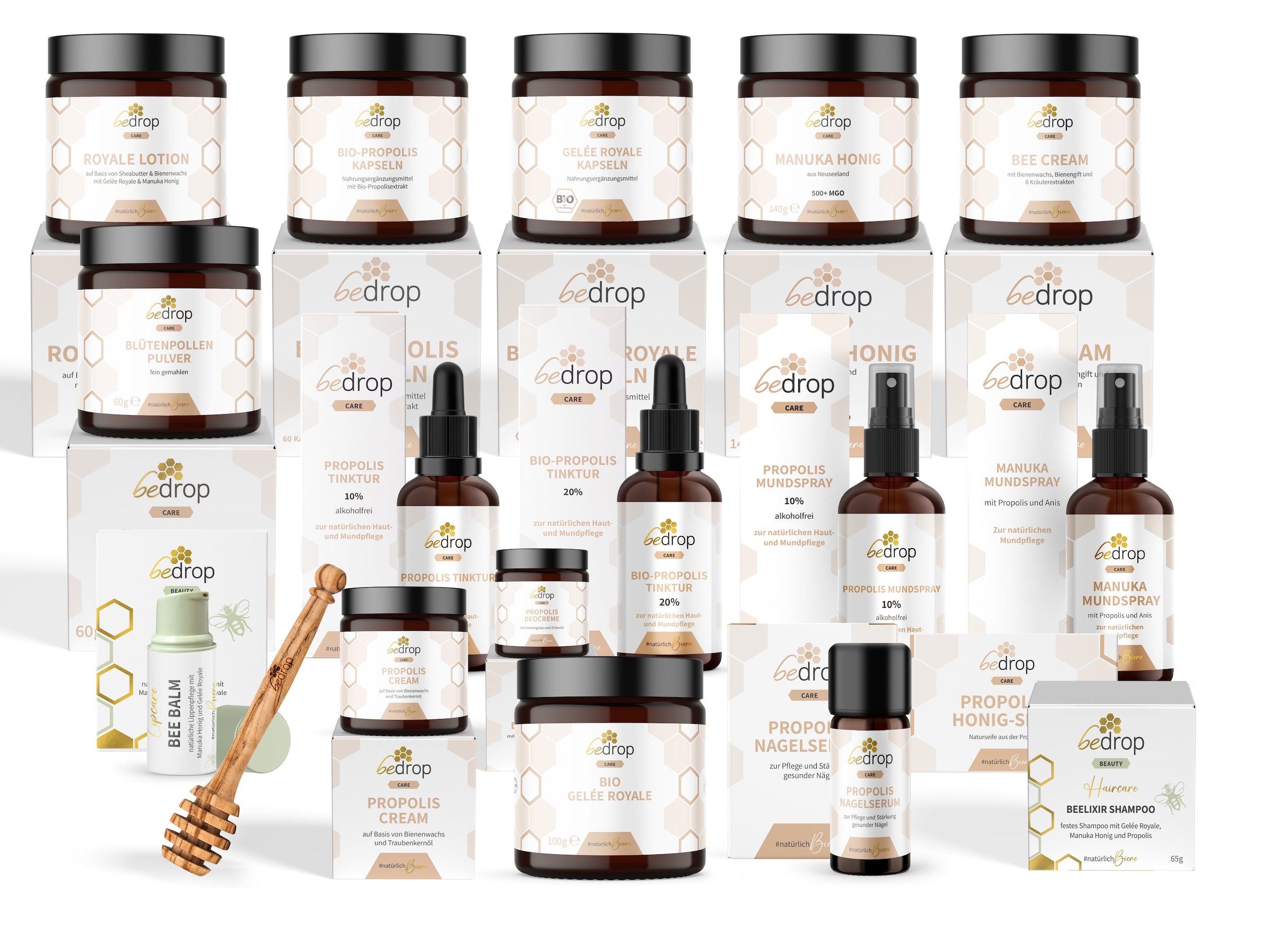 Set tutto in uno | Propoli + Pappa Reale + Miele di Manuka + Crema d'api + Lozione + Sapone + Balsamo d'api + Deodorante + Shampoo