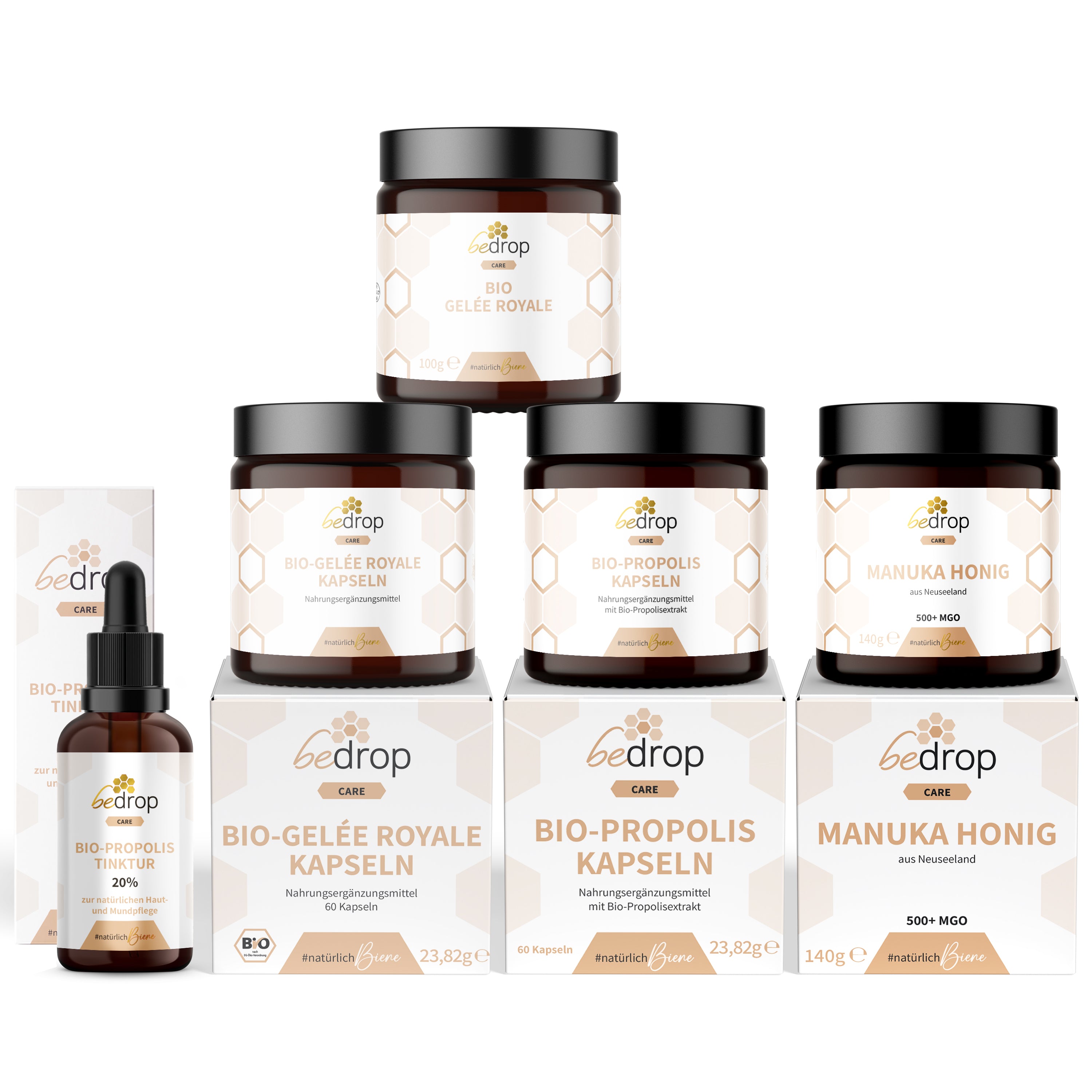 Il set tuttofare | capsule di propoli & tintura al 20% + capsule di pappa reale & miele puro/fresco + miele di manuka