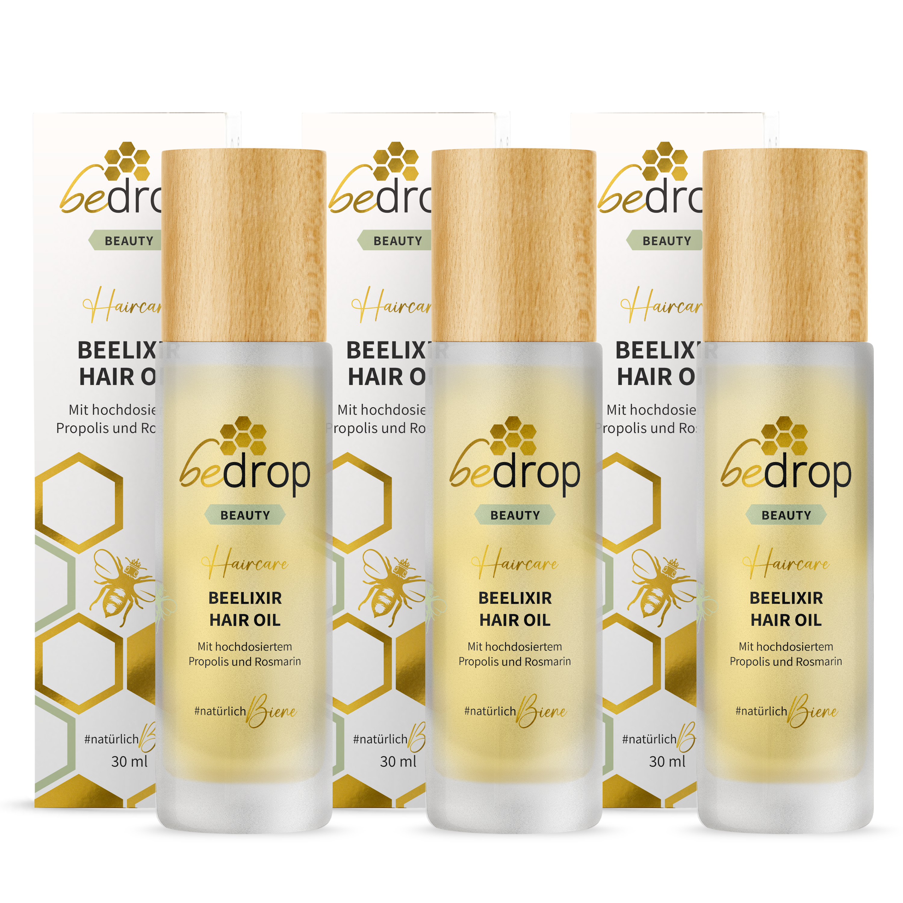 Set di valore: 3x BEELIXIR HAIR OIL / olio per capelli con miele di manuka, propoli ed estratto di rosmarino - 30ml