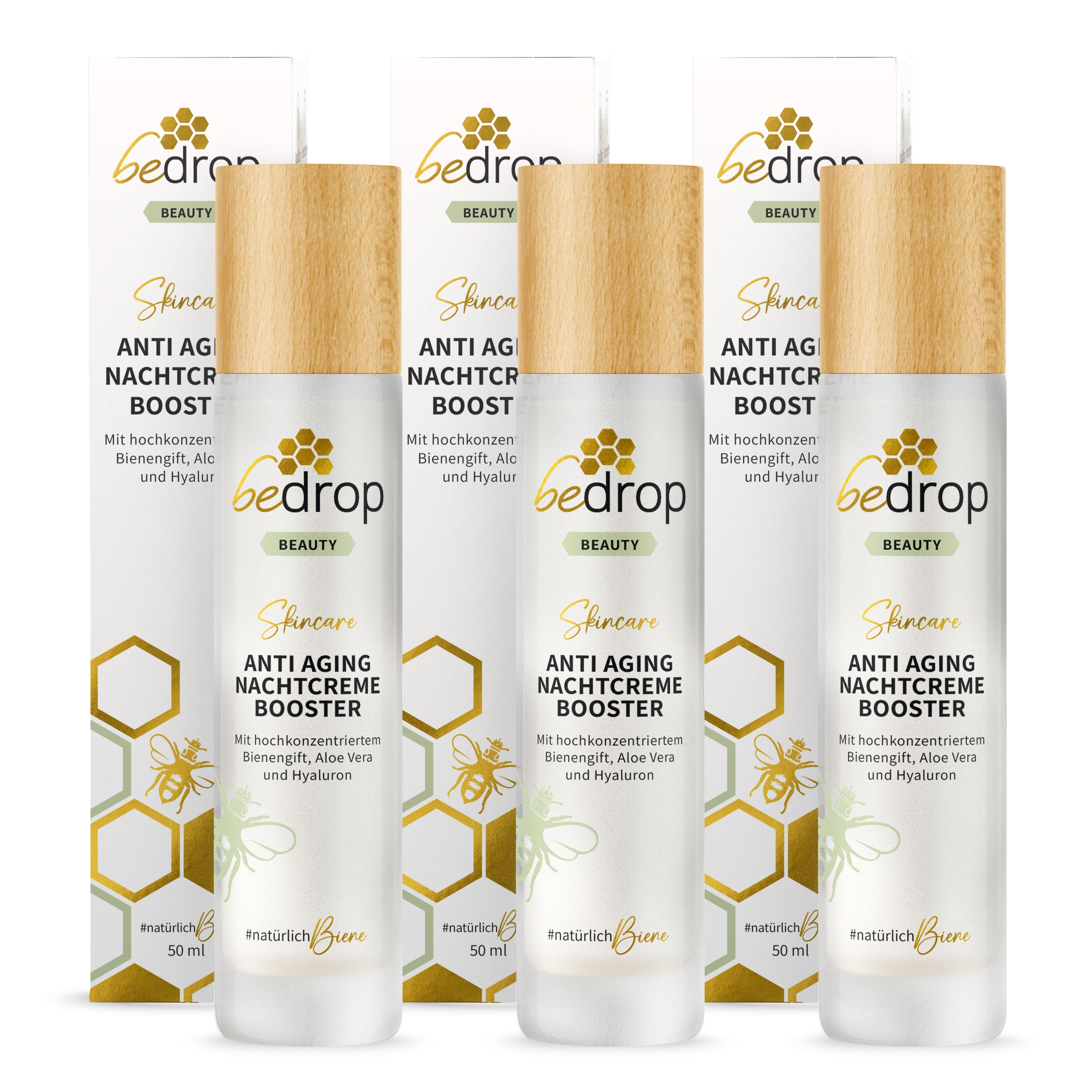 Set: 3x CREMA NOTTE ANTI INVECCHIAMENTO BOOSTER / trattamento notturno rigenerante con veleno d'api, aloe vera e acido ialuronico - 50ml