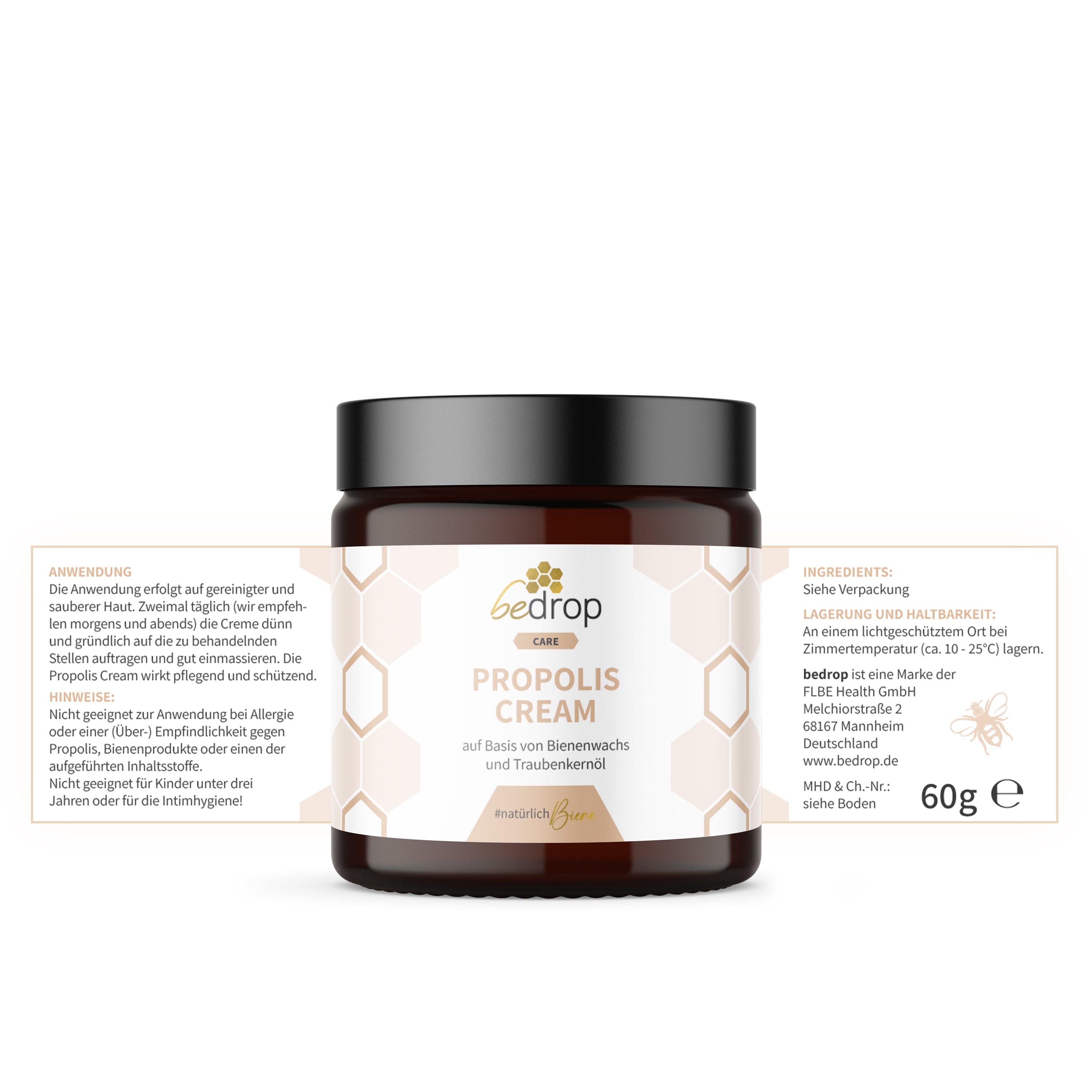 Crema alla propoli - crema alla propoli ad alto dosaggio con cera d'api e olio di semi d'uva - 60g
