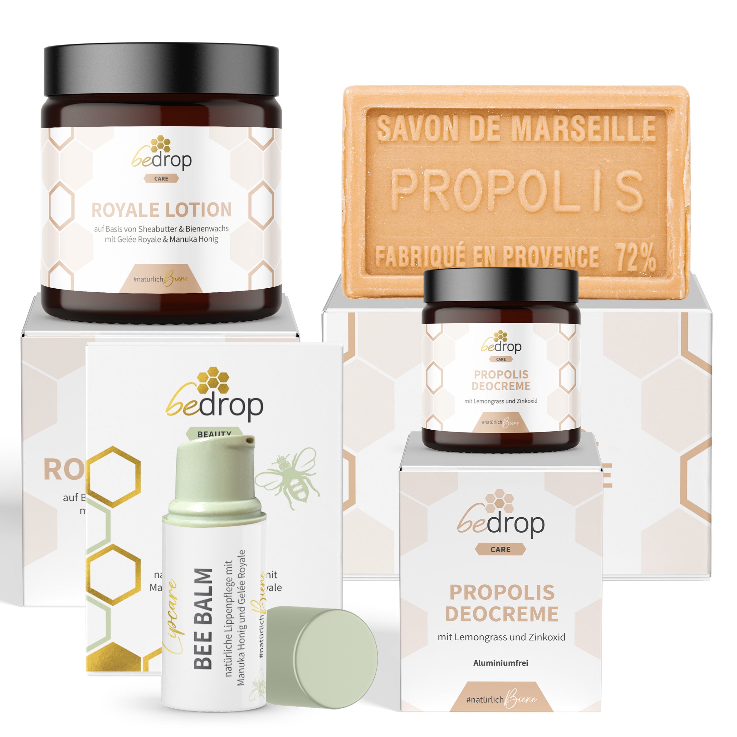 Set per la cura dell'estate | Balsamo d'api, crema Deo, sapone e lozione Royale