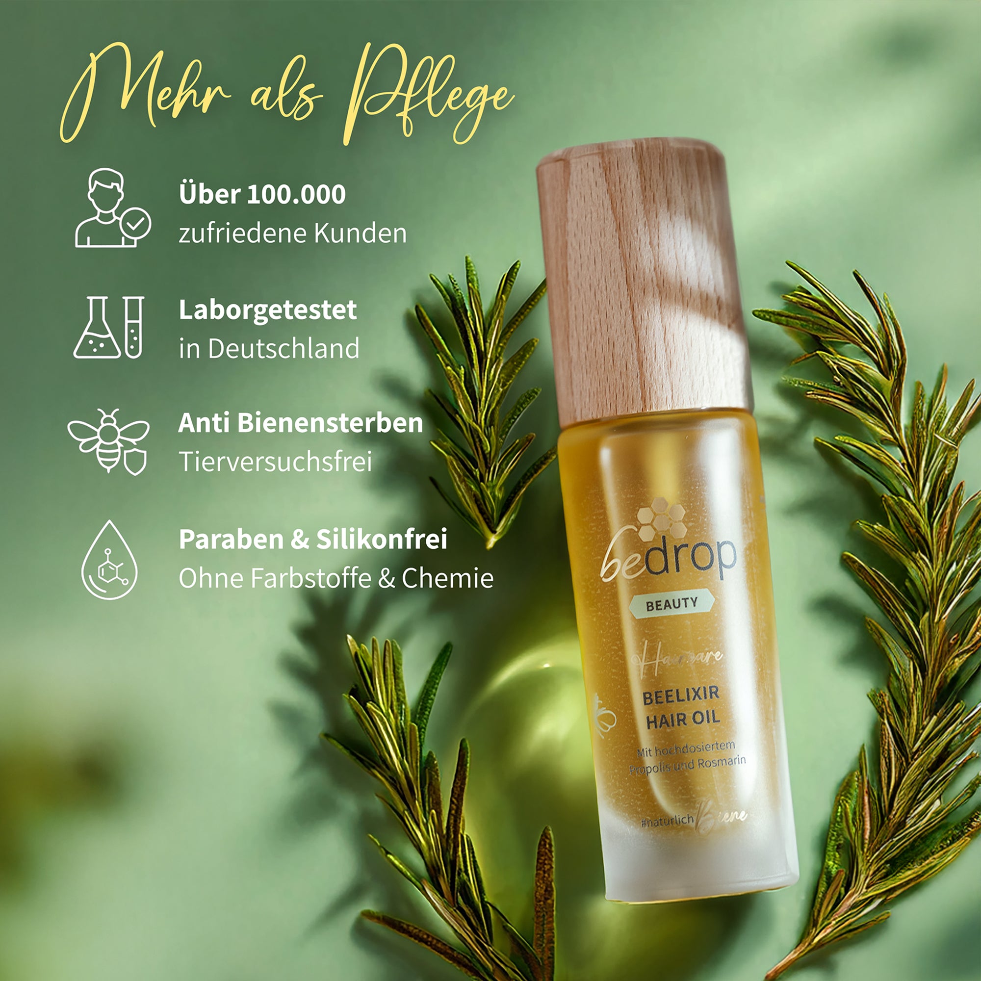 BEELIXIR HAIR OIL / Olio per capelli con miele di manuka, propoli ed estratto di rosmarino - 30ml
