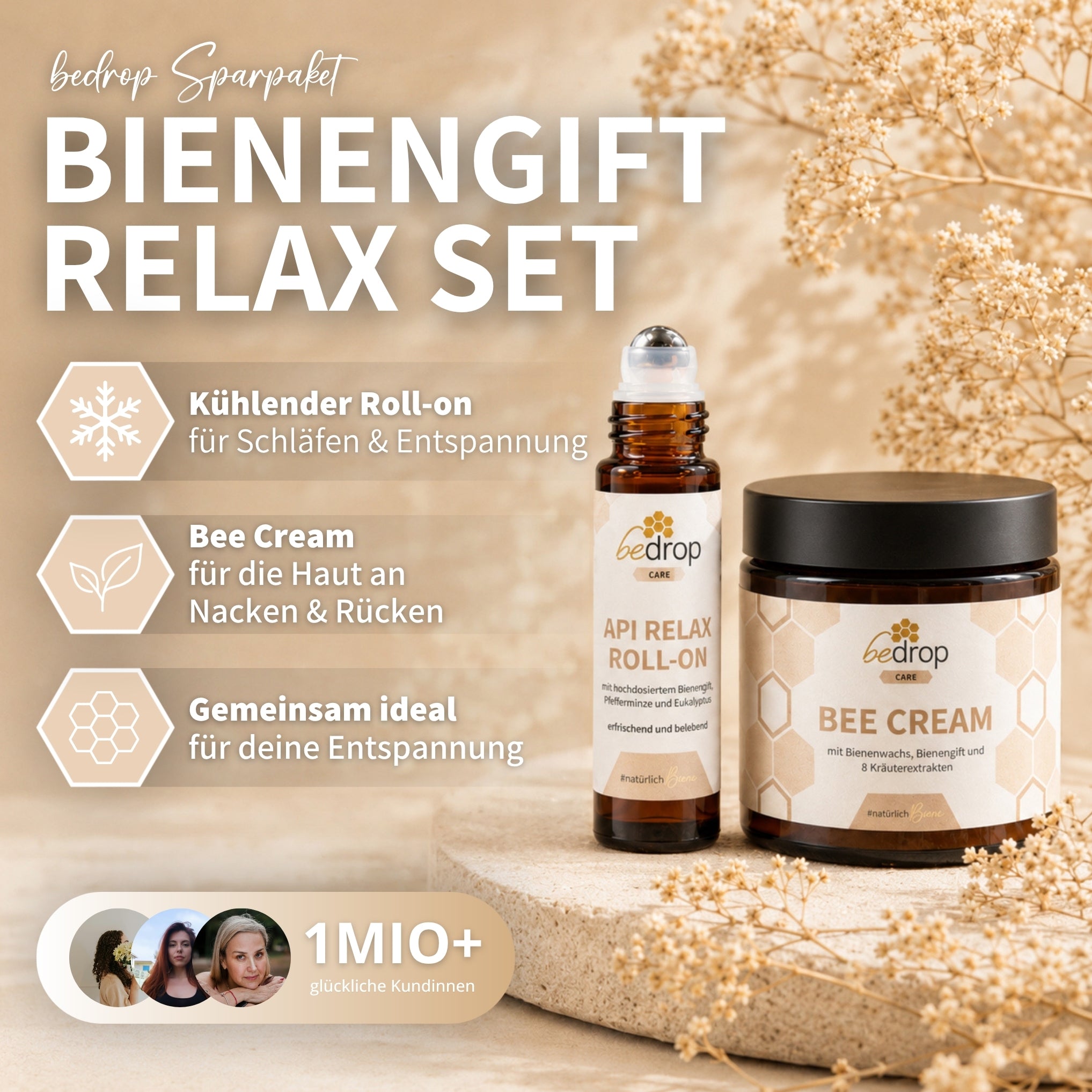 Set rilassante al veleno d'api: Bee Cream + Api Relax Roll On per un relax rinfrescante