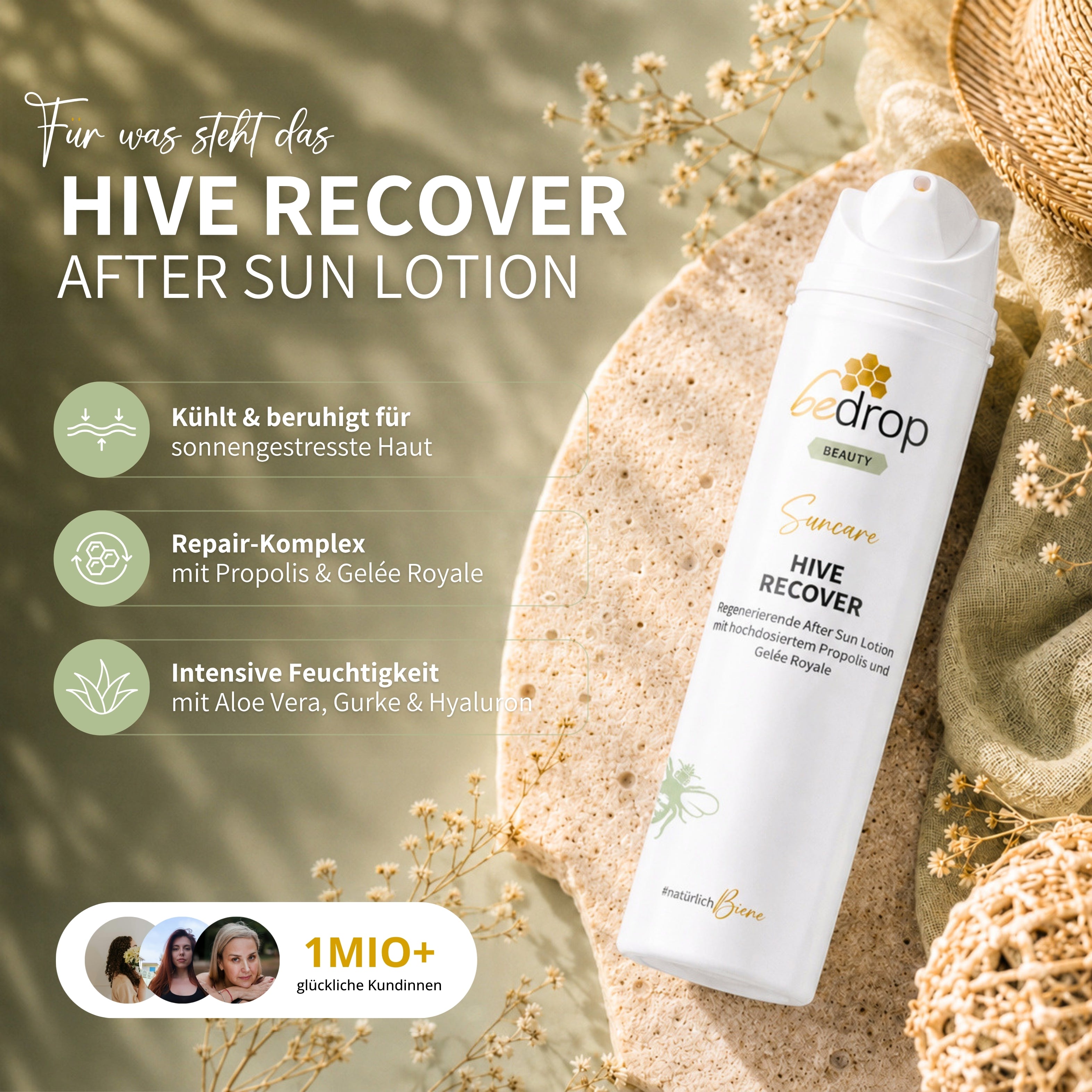 HIVE RECOVER - lozione doposole rigenerante con pappa reale e propoli ad alto dosaggio - 200ml