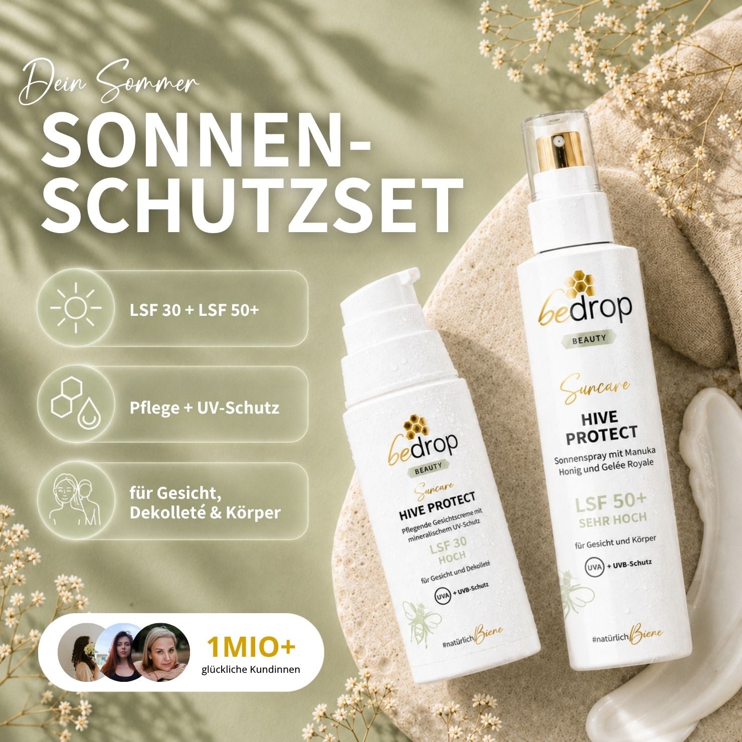 Set protezione solare: Hive Protect Spray solare SPF 50+ e Hive Protect SPF 30