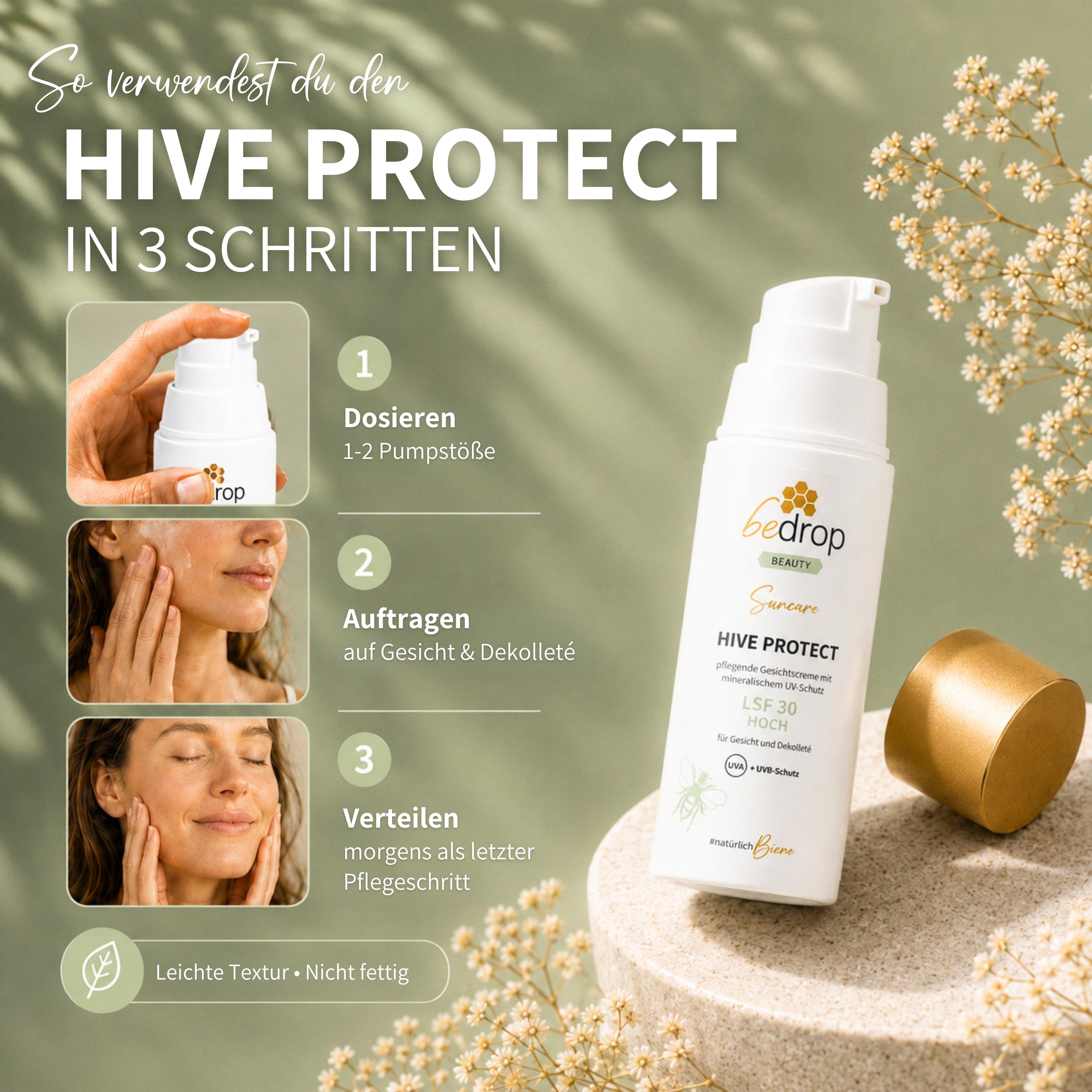 HIVE PROTECT SPF 30 - Crema solare per viso e décolleté con protezione minerale dai raggi UVA e UVB  - 50 ml