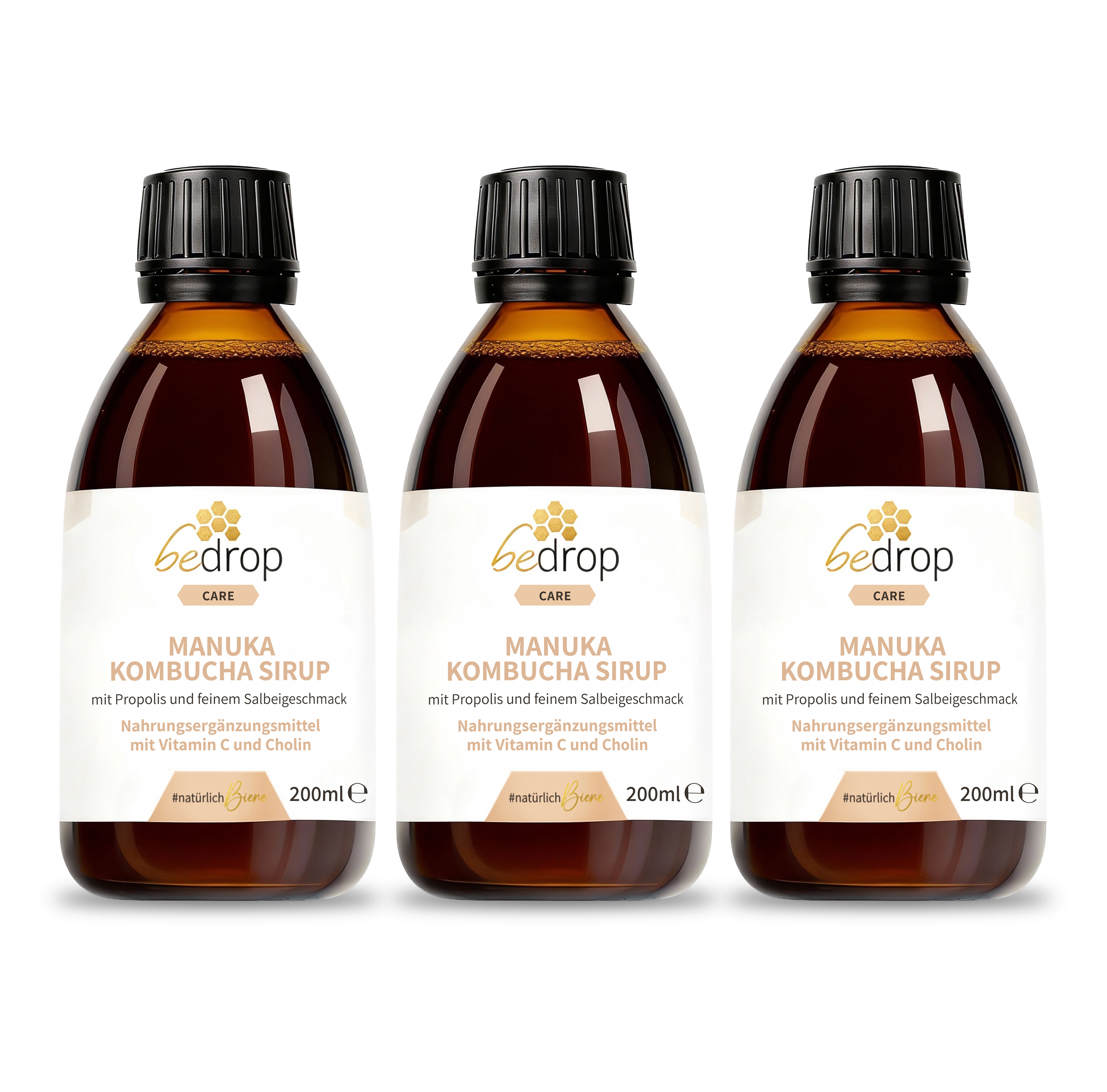 Set di valore: 3x sciroppo di Manuka Kombucha con propoli e aroma di salvia - 3x 200ml