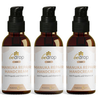 Set di valore: 3x Manuka Repair Hand Cream / Crema per le mani con miele di Manuka, propoli e vitamina A in un set di 3 pezzi.