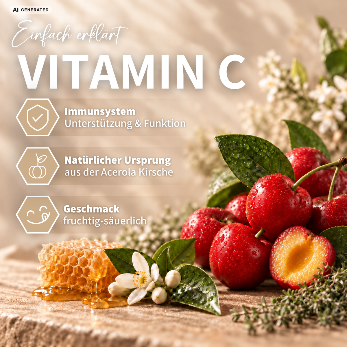 IMMUN*-BIENCHEN - Succo dal gusto fruttato ed erbaceo con miele di Manuka e vitamina C dall'acerola / 200 ml