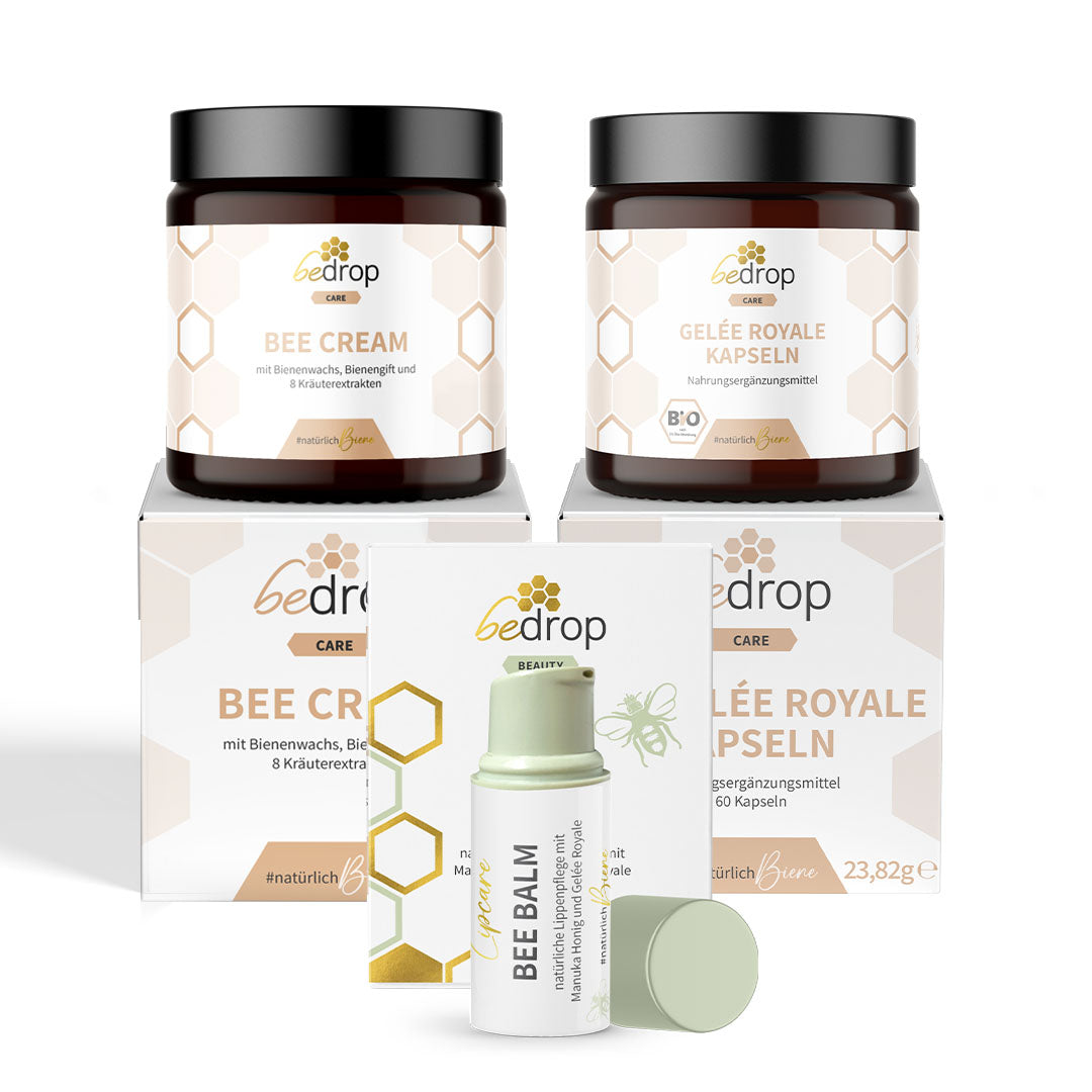 Set benessere (grande)| Crema d'api (pomata al veleno d'api) + capsule di pappa reale + BeeBalm